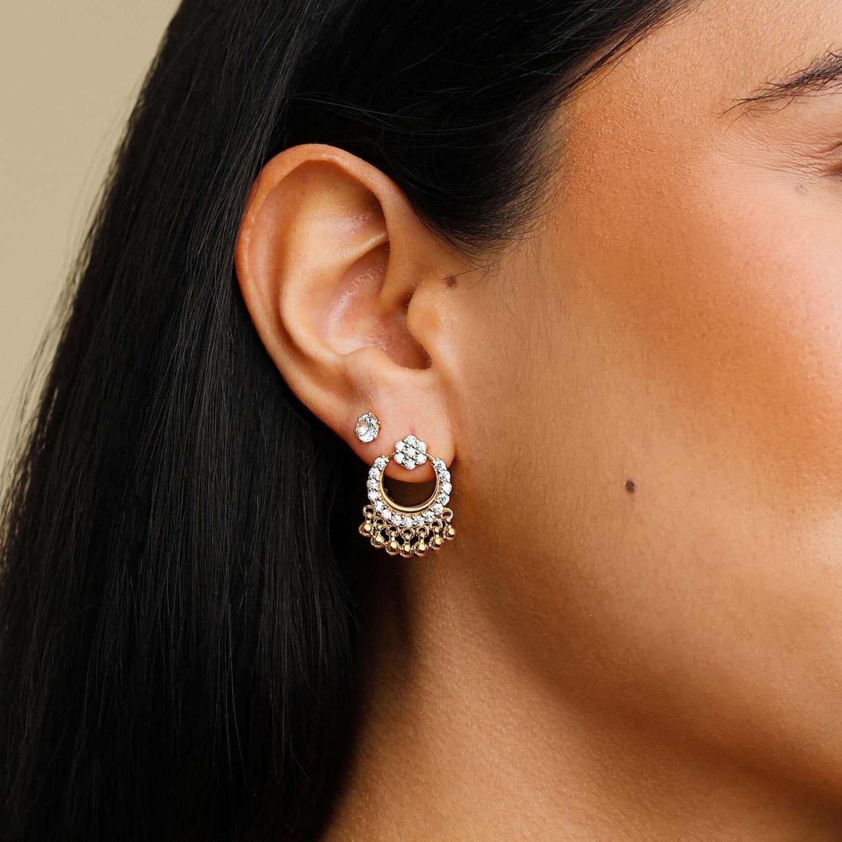 Micro Stone Chandbali Earrings