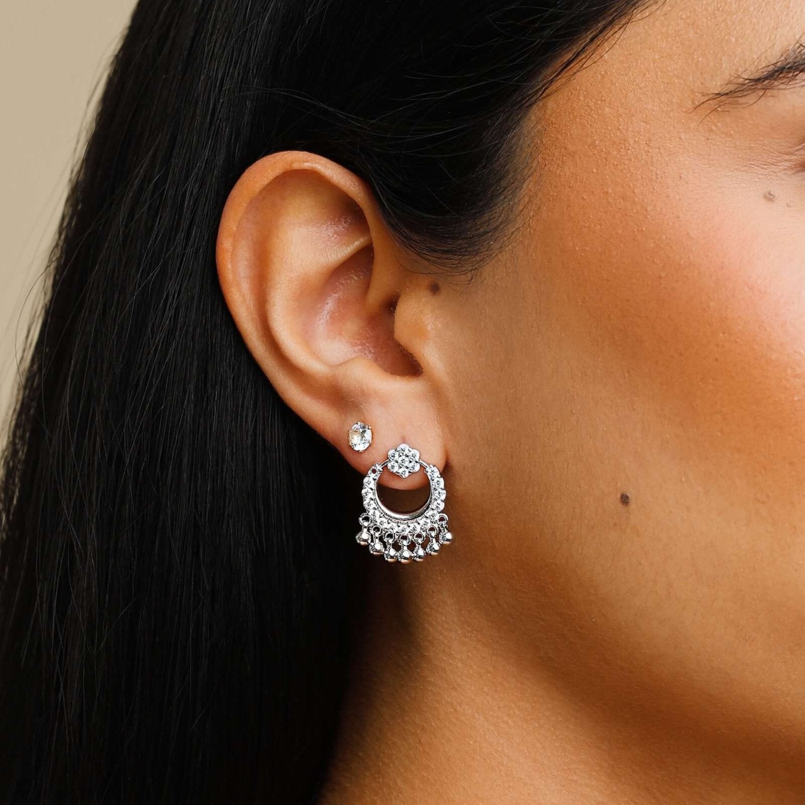 Micro Stone Chandbali Earrings