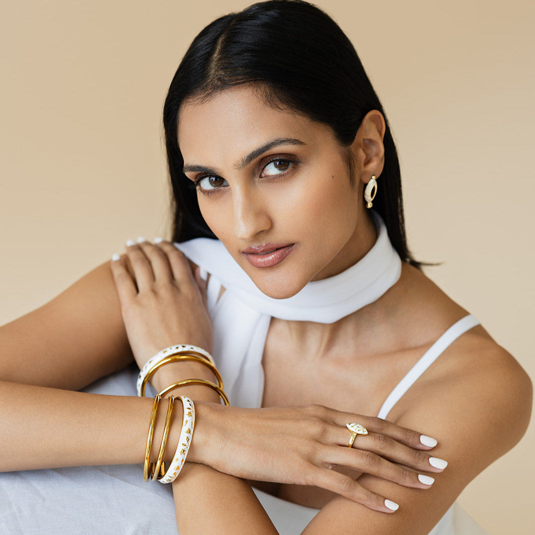 Meena Marquise Earrings - Ivory