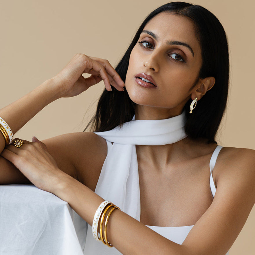 Meena Marquise Earrings - Ivory