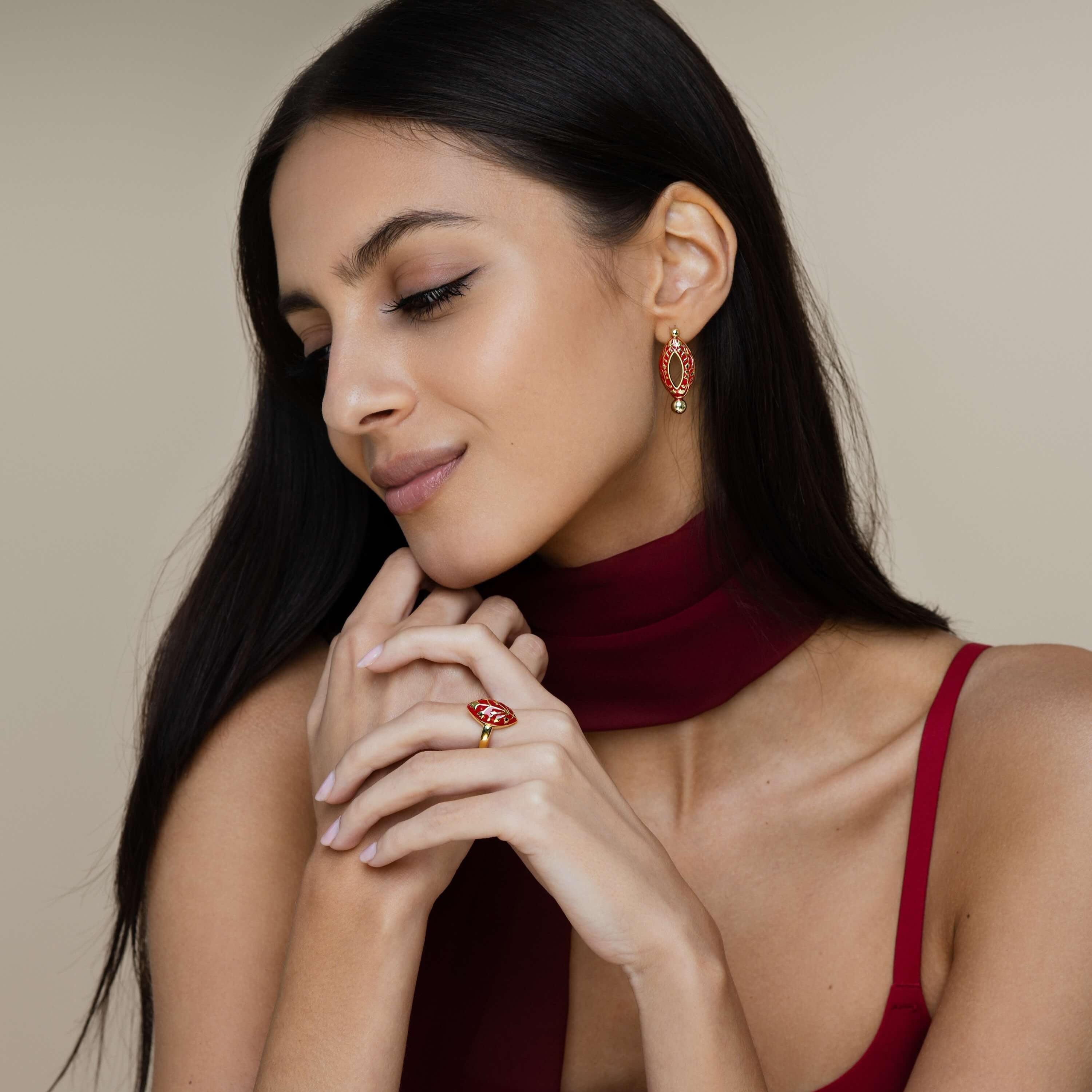 Meena Marquise Earrings - Poppy
