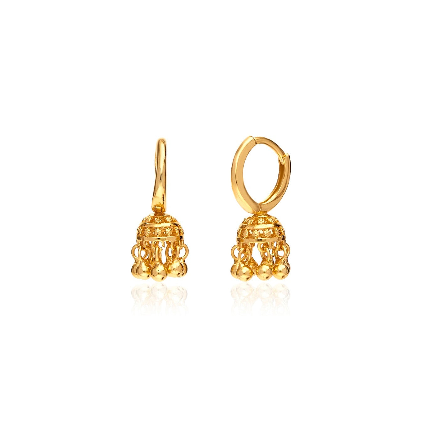 BySimran Micro Jhumka Huggie Earrings - 18k Gold