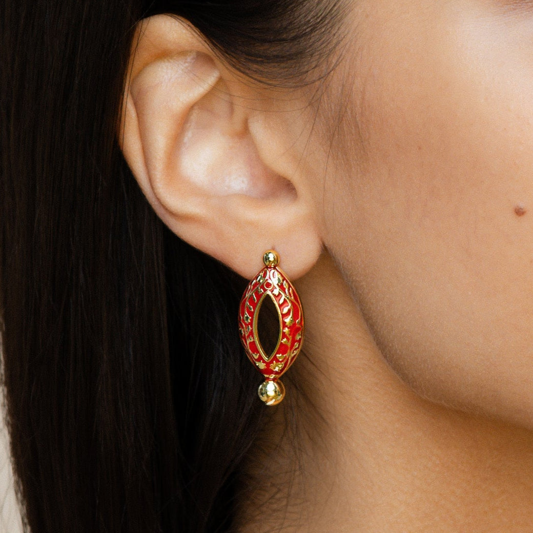 Meena Marquise Earrings - Poppy