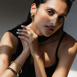 Meena Button Earrings - Noir