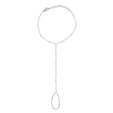 Silver hand chain on a white background