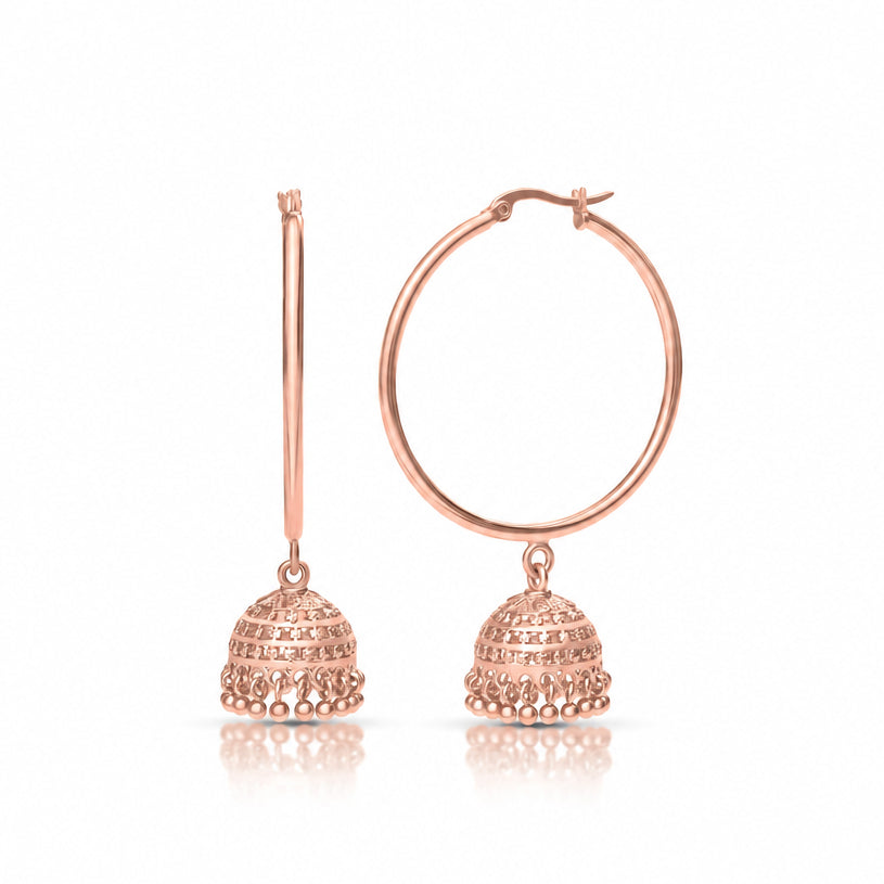 rose gold jhumka hoop earrings