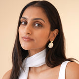 Meena Button Earrings - Ivory